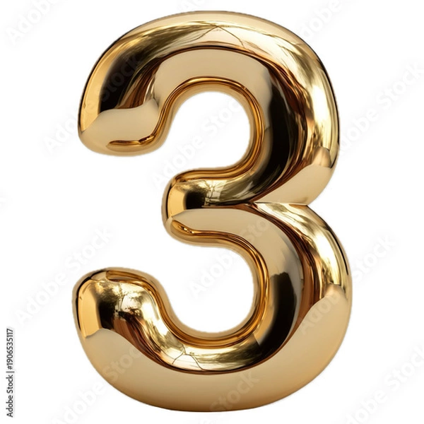 Obraz 3d golden number 3