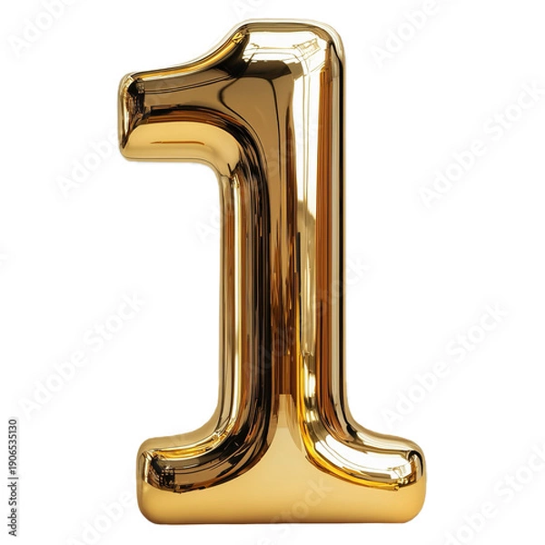 Obraz 3d golden number 1