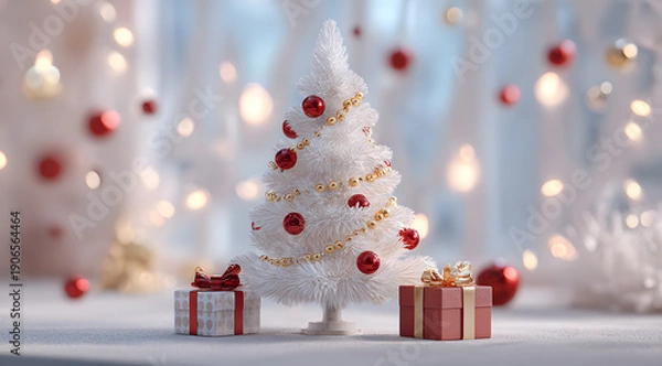 Obraz Pure White Christmas Tree Decorations