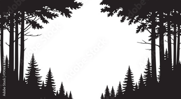 Obraz Forest Frame Silhouette SVG Bundle
