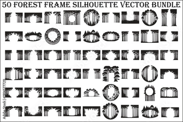 Obraz Forest Frame Silhouette SVG Bundle