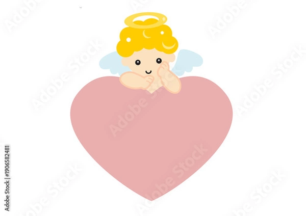 Obraz ハートに乗る可愛いキューピッド