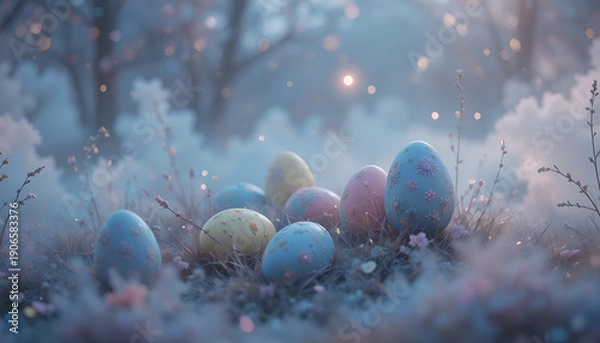 Obraz easter eggs in the grass