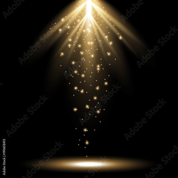 Fototapeta Rays of light from above, golden color