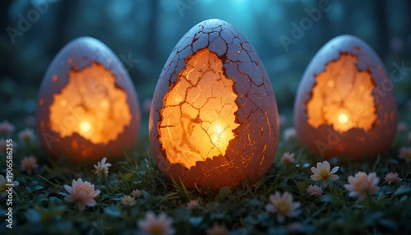 Obraz easter eggs in the grass