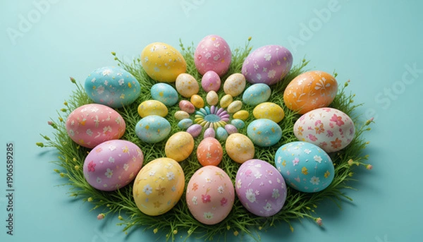 Obraz easter eggs in a nest