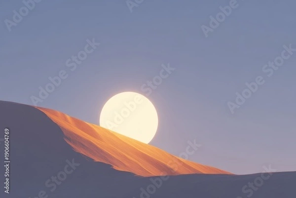 Obraz A mountain with a sun setting in the sky