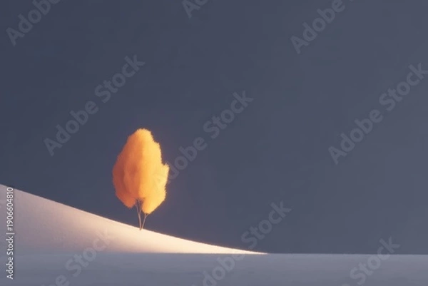 Obraz A lone orange leaf on a white surface