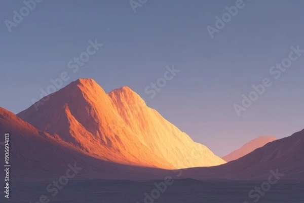 Obraz A mountain range with a bright orange sunset