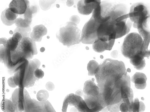 Obraz 墨や黒の水彩で描いた滲んだアートなモノクロの背景イラスト