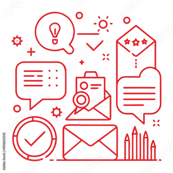 Obraz Email Messaging Checkmark Line Art