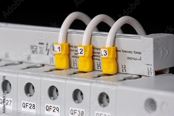 Obraz Connecting the electrical module using copper electrical insulated wires. 