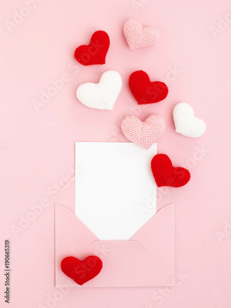 Obraz Greeting card & envelope with spreading hearts