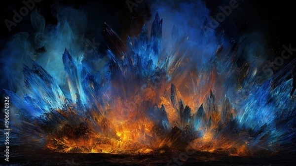 Fototapeta 炎とクリスタル