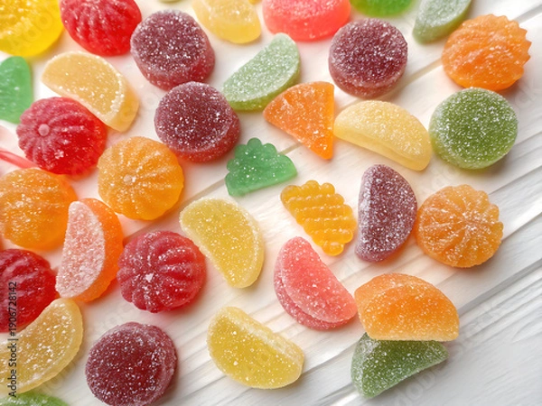 Obraz jelly confetti on a white table