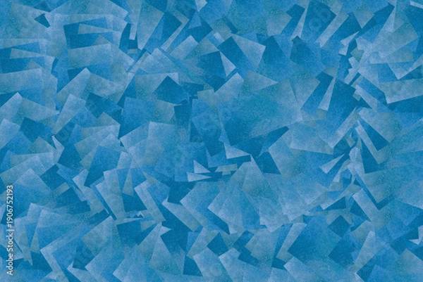 Fototapeta Abstract blue geometric pattern background with overlapping translucent squares and rectangles, textured paper effect