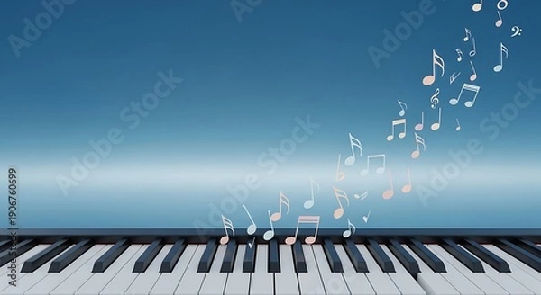 Obraz Classical Piano Keys And Melody Notes Illustration