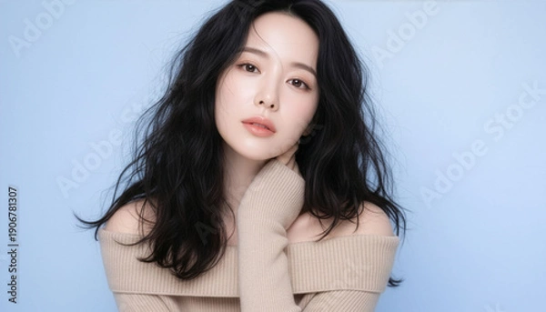 Obraz やわらかな光に包まれたナチュラルな美しさ、素肌感を引き立てるクリーンな女性イメージ