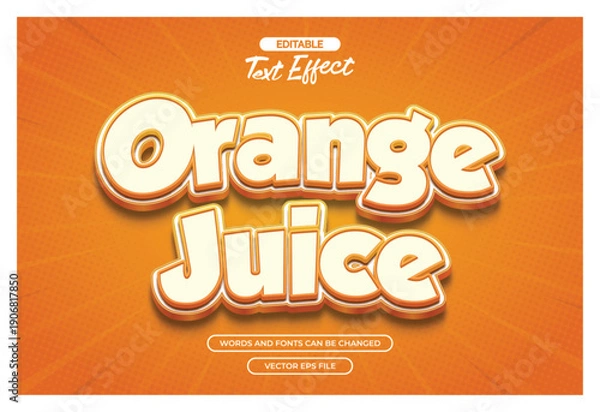 Obraz Orange juice editable text effect with 3d text style