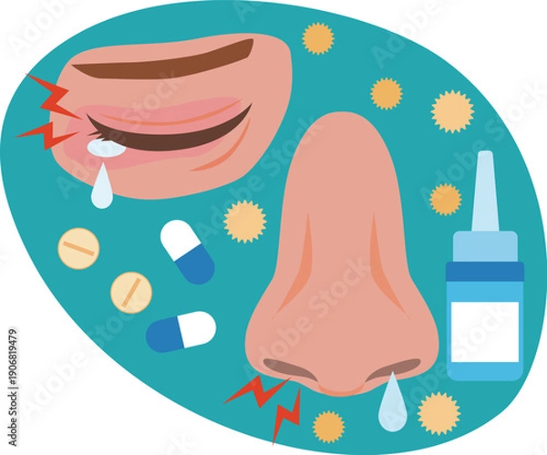 Obraz 花粉症で苦しむ鼻と目