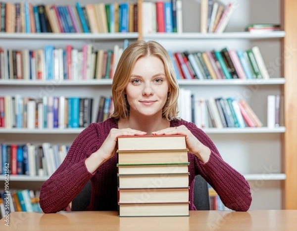 Obraz 図書館での風景