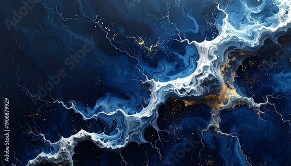 Obraz Abstract Blue Marble Fluid Art Background