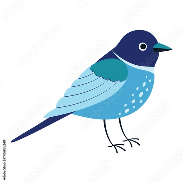 Obraz blue bird isolated, flat style