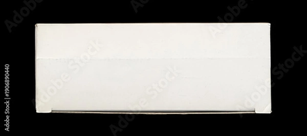 Fototapeta White rectangular carton box top view on black background