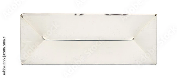 Fototapeta White rectangular carton box bottom view with folded flaps on white background