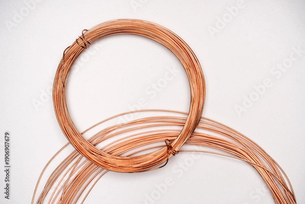 Obraz Coiled Copper Wire Isolated on White Background