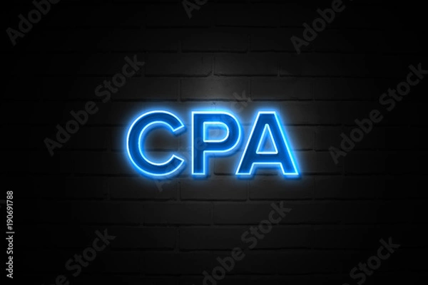 Obraz Cpa neon Sign on brickwall