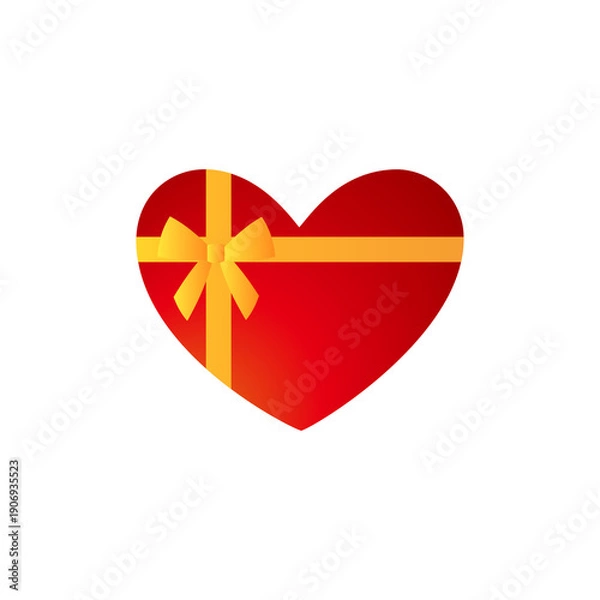 Obraz リボンのついたハートのイラスト