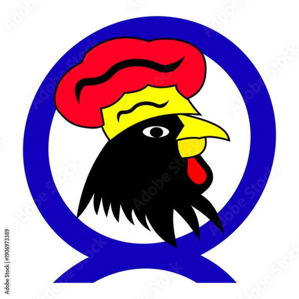 Obraz chicken head logo with a chef's hat