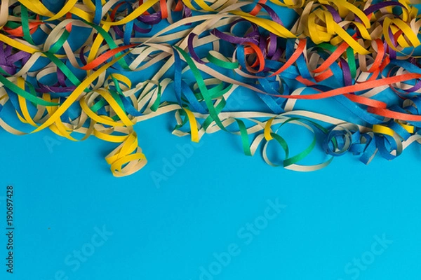 Fototapeta Party festive background with confetti. Copy space