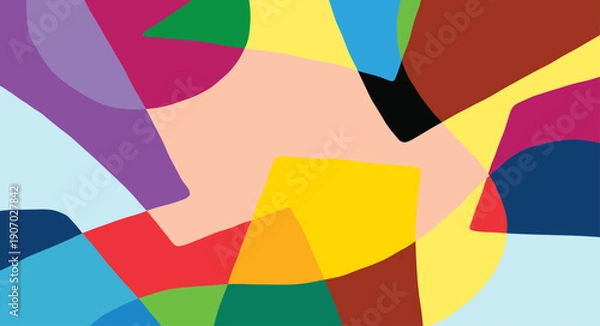 Obraz line art drawing with abstract shape background vector