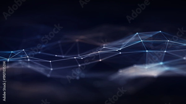 Obraz Abstract Network Background with Glowing Digital Connection Nodes.