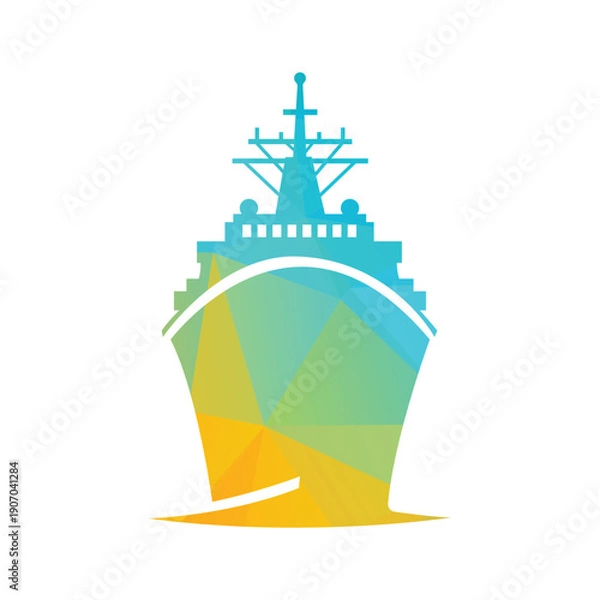 Fototapeta Geometric Ship With Gradient Shapes Vector
