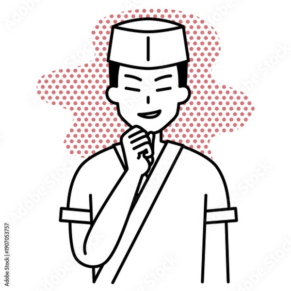 Obraz 悪巧みをする和食屋の男性店員