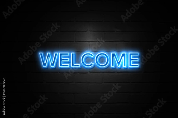 Obraz Welcome neon Sign on brickwall