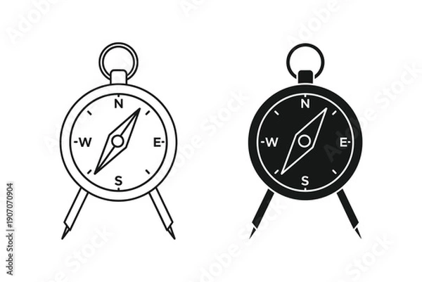 Obraz Dual compass vector illustration with navigation direction flat design