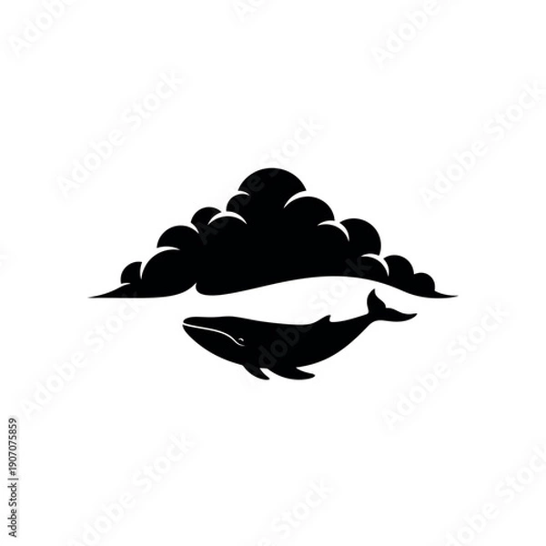 Obraz Fluffy Cloud With Swimming Whale Shape
