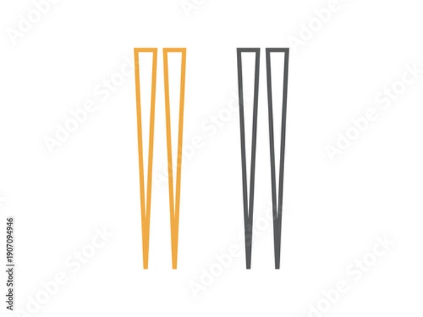 Obraz 箸のアイコンのイラストのセット