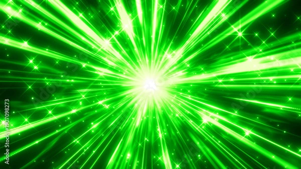Obraz 緑色の集中線のキラキラ光るエフェクト背景の画像