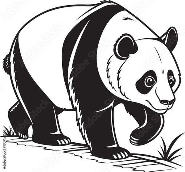 Obraz panda bear with a flower