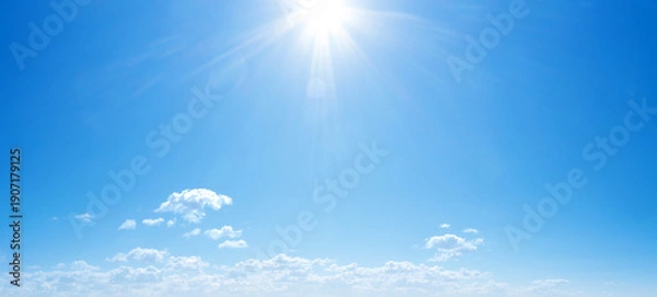 Fototapeta Blue Sky background with tiny Clouds. Panorama background