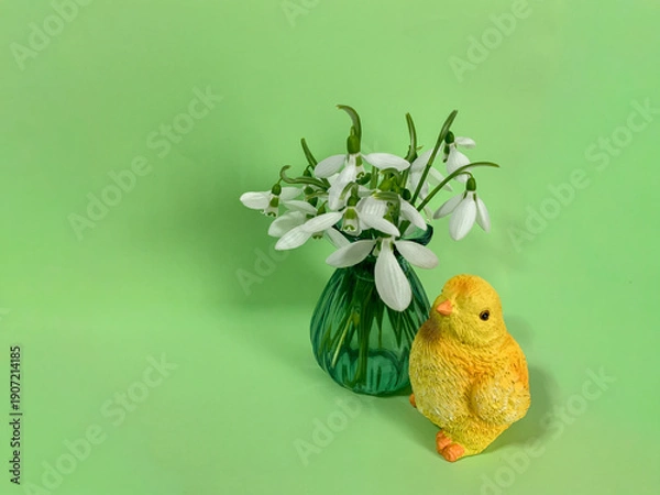 Obraz easter background with white easter chicken