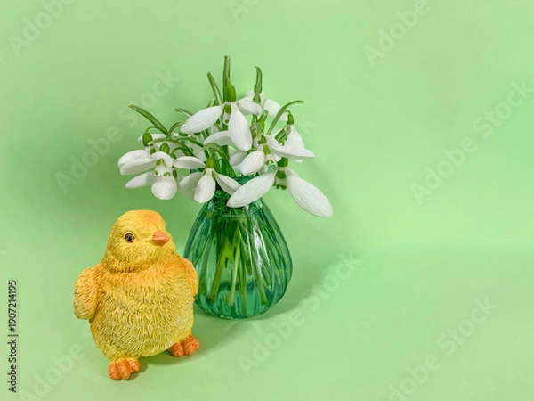 Obraz easter background with white easter chicken