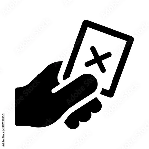 Obraz 無効・使用不可のチケットを表すアイコン　×マークのカードを持つ手