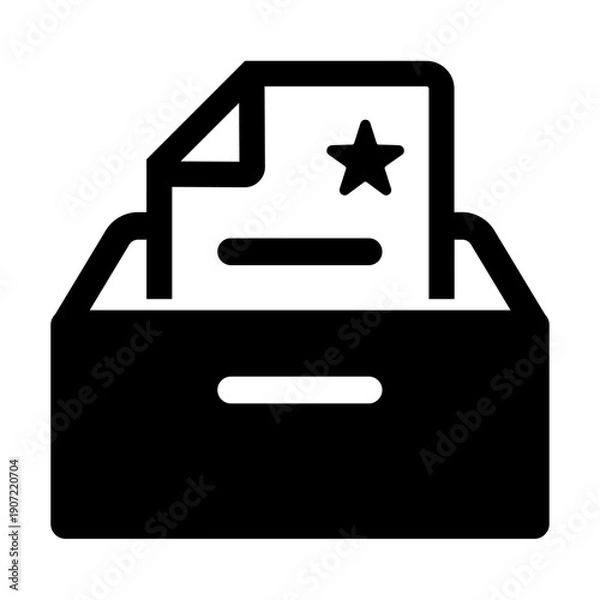 Obraz 重要書類が入ったファイルボックスのアイコン　星マークの文書