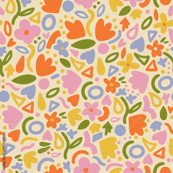 Obraz Cute Folk Floral Seamless Pattern